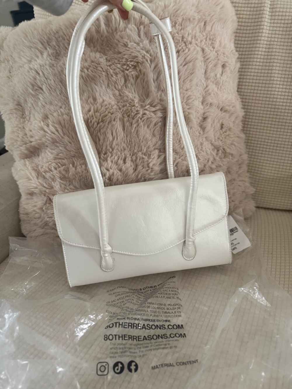 Revolve 8 Other Reasons NWT Women's  Patent Leather Shoulder Bag in Pearl